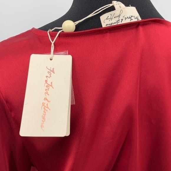 FOR LOVE & LEMONS x JAIME KING LA LYDIA RUBY RED  ROBE LONG SLEEVE WRAP DRESS - Picture 15 of 15